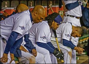 Slugger Prince Fielder, second from right, and the Detroit Tigers lost Game 5 in the AL championship series. Now there’s no margin for error as the Red Sox lead the best-of-seven series 3-2.