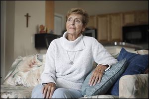 Jeri Anderson, 83, along with other condo residents, are waiting for work to begin on rebuilding the complex so that they can return home. Ms. Anderson lived at the Byrnwyck West Road condominium complex in Monclova Township that caught fire on Thanksgiving Day in 2012.