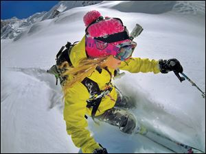 This undated  product image released by GoPro shows the GoPro digital camera mounted on a ski helmet, a hot item on ski slopes and other settings. 