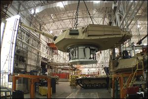 The production of an Abrams tank in Lima, Ohio. 