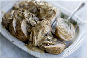 Double pork roast with mushroom marsala sauce.