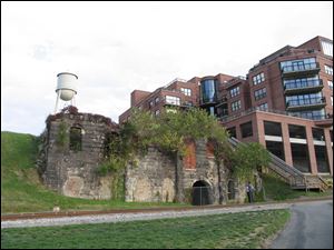 The brick and granite remnants of the James River Steam Brewery built in 1866 along the James River is seen in Richmond, Va. 