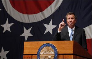 Ohio Gov. John Kasich gives his State of the State Address at the Veteran's Memorial Civic & Convention Center in Lima, Ohio, in February, 2013.