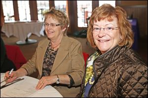 Brenda Brian, RN, left, and Peggy Barton, RN, right, attended the annual Toledo Area Oncology Nursing Society Banquet at Mancy's Italian Grill in West Toledo. About 50 people attended the event on Saturday, Jan. 11, 2014. 