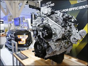 The  2.7-liter turbocharged V-6 engine will come standard with fuel-saving start-stop technology in Ford’s next-generation F-150 pickup.