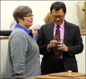 Pastor Mary Sullivan of St. Paul’s United Methodist and the Rev. Law share a moment during the training session.