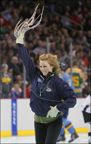 Toledo Walleye ice crew member Kate Schmoekel has been with the team for three seasons.