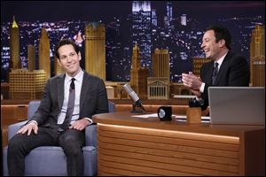 Actor Paul Rudd, left, with host Jimmy Fallon during an interview on 