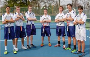 St. John’s is 5-1 this year and is looking for a 10th straight trip to the semifinals of the state team tournament with, from left, Rajeev Laungani, Adam Zychowicz, Kevin Brown, Ryan Brown, Jonah Carter, Trevor Majdalani, and Ryan Issa.