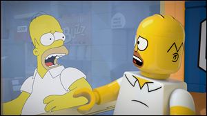 Homer Simpson, from the animated series, ‘The Simpsons,’ as a Lego figure in the episode titled, ‘Brick Like Me’ airing Sunday on Fox.