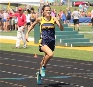 Whiteford senior Miranda Johnson won the 200-meter dash at the Michigan Division 4 state championships with a meet-record time of 25.15 seconds. She finished second in the 100 with a time of 12.63.