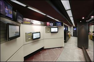 This interactive exhibit about freight products and rail cars is one of the displays on the specially designed rail car. The train is a partnership of Norfolk Southern and Operation Lifesaver.