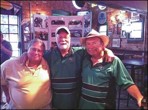 Toledo Celtics Rugby Football Club's post game party at the Bronze Boar  The two on the left are of the Club's first three Presidents: from left to right, myself, Bill, Bingle (the Club's founder), and Mike Fosnaugh.