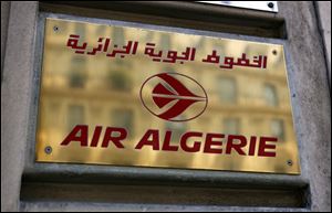 The logo of the Air Algerie company office, at the Opera avenue in Paris today.