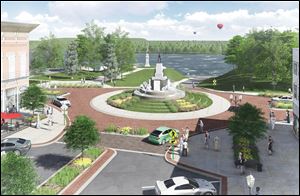 Artist's rendering of proposed Louisiana Avenue improvements including a roundabout.