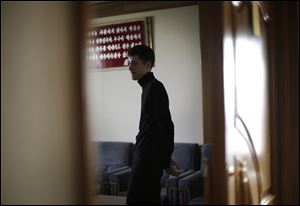 Mathew Miller, an American detained in North Korea, waits in a room after speaking to the Associated Press, today in Pyongyang, North Korea.