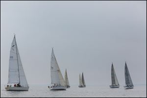 The annual race started in Toledo on Friday and sailors headed east to Put-in-Bay on South Bass Island overnight. Local authorities say the race was rerouted because of strong winds.