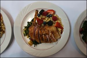 Gold-medal winning dish: Pan Smoked Duck Breast with German Potato Spaetzle Salad and Wilted Swiss Chard.