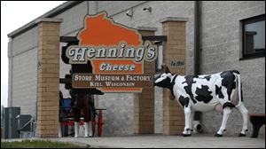 The Henning's Wisconsin Cheese factory, which includes a store and museum, is situated amid farm fields in Kiel, Wis. 