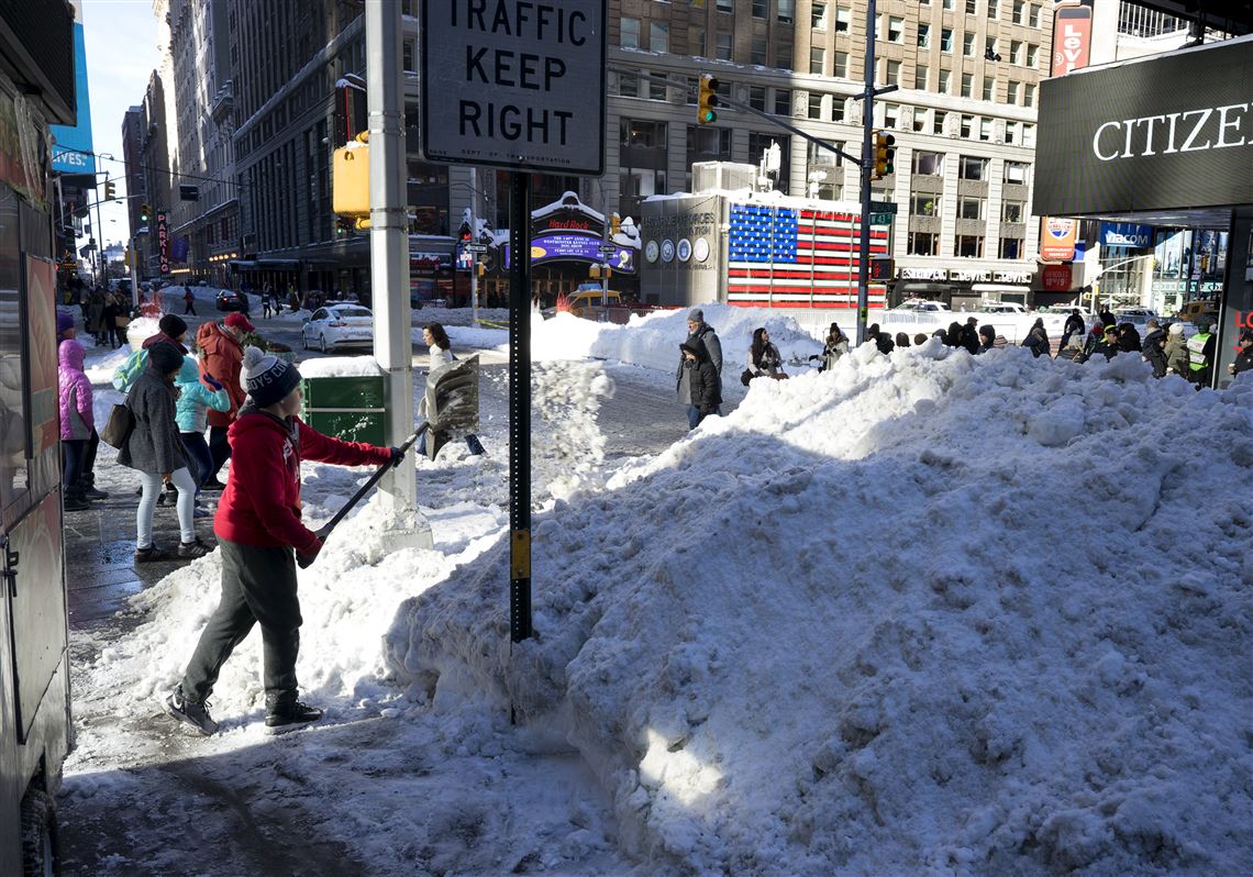 The MetLife Stadium field crew had a busy day shoveling snow at