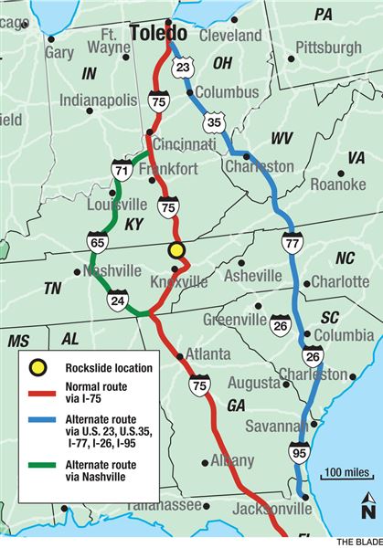 Spring Break travel being lengthened by Tennessee rockslide - The Blade