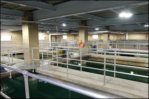 In this room at the Collins Park Water Treatment Plant in Toledo, new paddles have been installed to improve flocculation as part of the water treatment process.