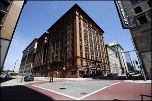 The vacant Spitzer Building at the intersection of Huron Street and Madison Street in Toledo.