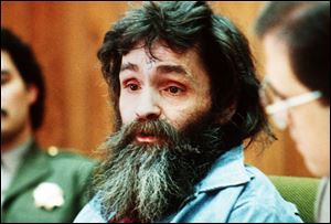 Charles Manson is seen in court in 1986.