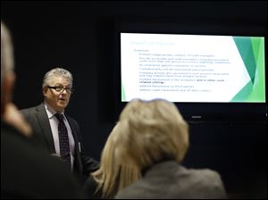 Attorney James Yates of Eastman & Smith delivers the presentation 'Workplace Harassment in the #MeToo Era,' during the Toledo Chamber of Commerce's monthly Chamber U session.