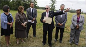 Toledo-Lucas County Port Authority board chairman James Tuschman speaks during a press conference to announce that an East Toledo site had been selected for an iron briquette processing facility, Thursday, June 15, 2017. Plans for the facility received a green light from state regulators Monday.