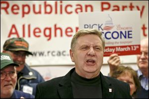 Republican Rick Saccone, talks with reporters in Pittsburgh. Mr. Saccone is running against Democrat Conor Lamb in a special election Tuesday for the  Congressional District vacated by Republican Tim Murphy.