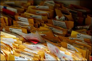 Envelopes of evidence to go along with rape kits are on file. Police sent 1,800 sexual-assault kits. 