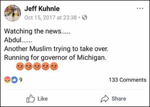 Jeff Kuhnle, who owns and operates Twin Oaks Lanes at 2816 West Sylvania Avenue,  is under fire for at least a dozen anti-Muslim comments posted on social media.