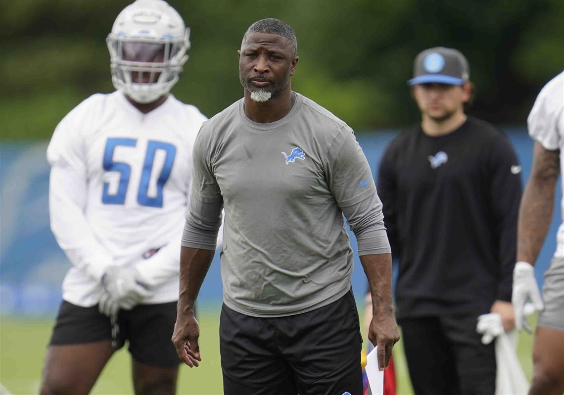 Detroit Lions defensive end Levi Onwuzurike runs a drill during an