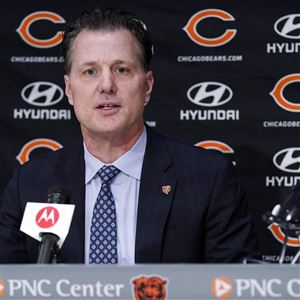 Chicago Bears new NFL football head coach Matt Eberflus speaks during a news conference Jan. 31 at Halas Hall in Lake Forest, Ill. (ASSOCIATED PRESS)