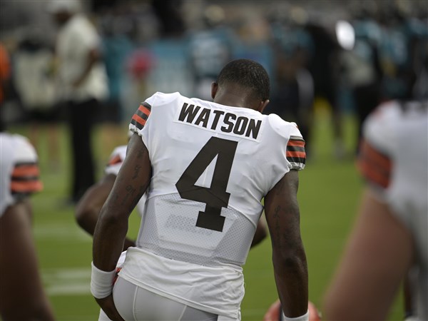 Deshaun Watson speaks before Browns' preseason opener vs. Jaguars