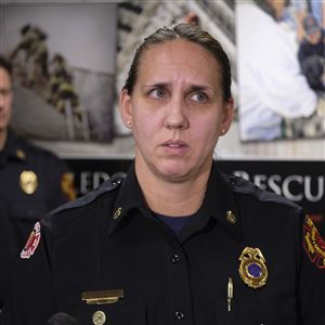 During a news conference Friday, Toledo Fire Chief Allison Armstrong talks about her department's response to the fire that occurred at 3015 Chase Street on Dec. 5. 