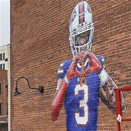 Damar Hamlin cheers on Bills in playoff game 