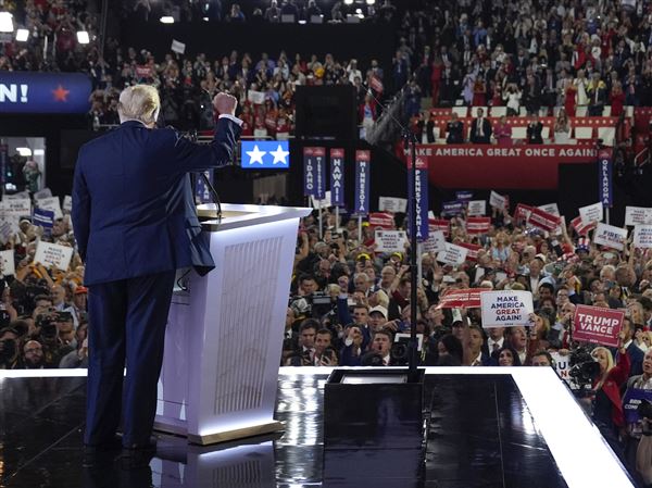 'I'm not supposed to be here,' Trump says; 'Yes, you are!' Republicans cheer